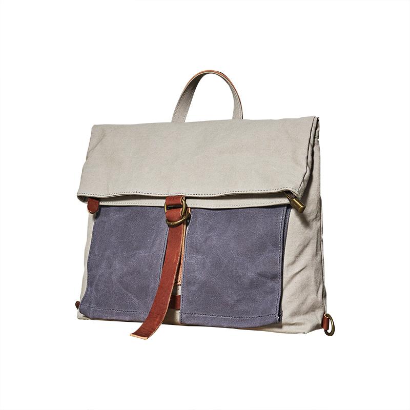 Canvas Leather Convertible Backpack Messenger Bag Satchel Backpack Mens Canvas Messenger Backpack for Men - imessengerbags