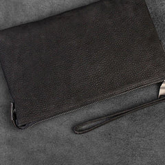 Handmade Leather Mens Clutch Cool Slim Wallet Zipper Clutch Wristlet Wallet for Men - imessengerbags