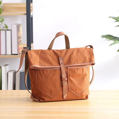 Canvas Leather Mens 13'' Khaki Side Bag Courier Bag Messenger Bag Black Shoulder Bag for Men - imessengerbags