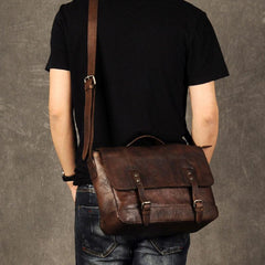 Genuine Leather Mens Cool Messenger Bag Briefcase Work Bag Business Bag for men - imessengerbags