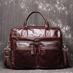 Brown Oiled Leather Men's Brown Professional Briefcase 15‘’ Laptop Handbag Business Bag For Men - imessengerbags