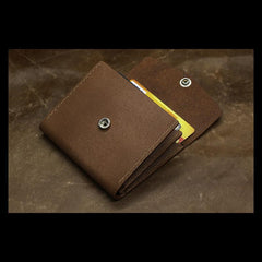 Handmade Leather Mens Cool Short Wallet Card Holder Small Card Slim Wallets for Men - imessengerbags