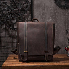 Vintage Mens Leather School Backpacks Laptop Backpack Travel Leather Backpack for Men - imessengerbags