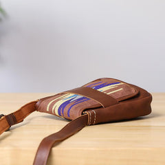 Embroidered Leather Mens Womens Mini Shoulder Bag Side Bag Messenger Bag for Men - imessengerbags