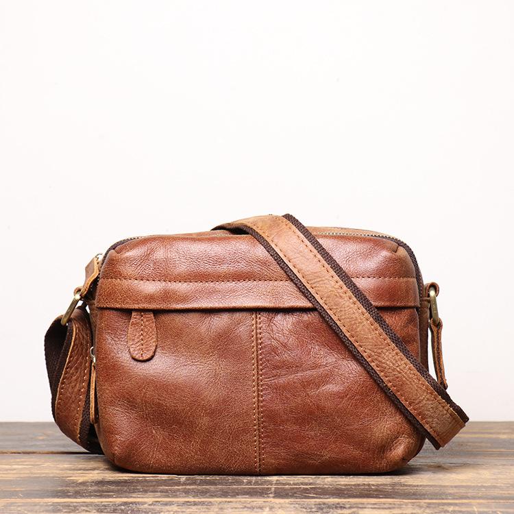 Buy RingSun Small Genuine Leather Mens Purse Bag, Full Grain Leather Man  Purse Man Bag Messenger Bag for Men Zipper Crossbody Shoulder Satchel Bag  for Work Business, Brown RS30B, Brown, X-Large at