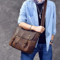 Leather Mens Brown Briefcase 14'' Laptop Bag Messenger Bag Shoulder Bag For Men - imessengerbags