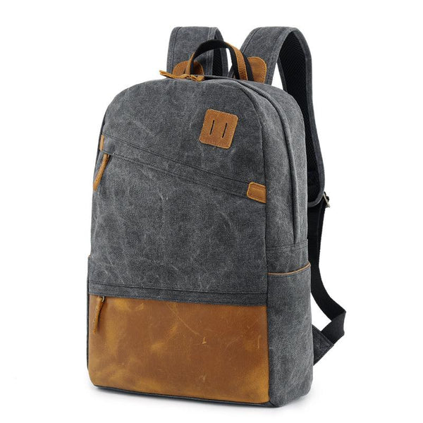 Canvas Leather Mens 14" Black Computer Backpack Green Travel Backpack Blue College Backpack for Men - imessengerbags
