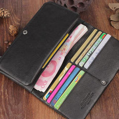 Genuine Leather Mens Cool Long Leather Wallet Bifold Clutch Wallet for Men - imessengerbags