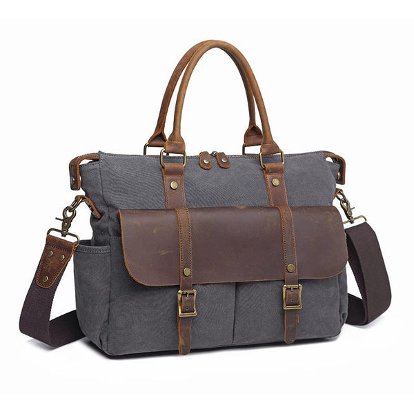 Canvas Leather Mens Womens Handbag Briefcase Bag Side Bag Travel Bag for Women - imessengerbags