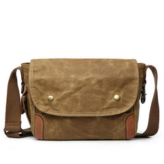 Cool Waxed Canvas Leather Mens Casual Messenger Bag Small Postman Bag Side Bag For Men - imessengerbags