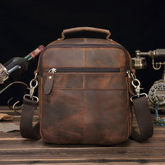 Dark Brown LEATHER MENS Vertical SHOULDER BAG SIDE BAG COURIER BAG MESSENGER BAG FOR MEN - imessengerbags