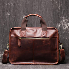 Red Brown Leather Mens 14 inches Large Laptop Work Bag Handbag Briefcase Shoulder Bags Business Bags For Men - imessengerbags