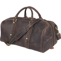 Dark Brown Leather Mens Casual Large Travel Bag 16