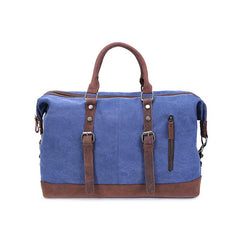 Canvas Leather Mens Large Blue Weekender Shoulder Bag Green Travel Duffle Bag Luggage Bag for Men - imessengerbags