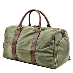 Waxed Canvas Leather Mens Large Travel Weekender Bag Waterproof Duffle bag for Men - imessengerbags