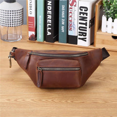 Brown Leather Crossbody Fanny Pack Leather Bumbag Leather Hip Pack for Men