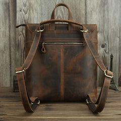 Badass Brown Leather Men's 12 inches Side Courier Bag Bag Computer Backpack School Backpack For Men - imessengerbags