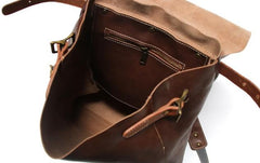 Dark Brown Leather Mens Backpack Travel Backpacks Laptop Backpack for men - imessengerbags