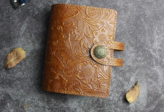 Handmade Leather Floral Mens Cool Short Wallet Card Holder Small Card Slim Wallets for Men - imessengerbags