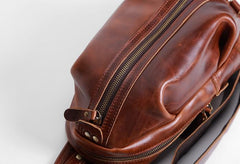 Genuine Leather Mens Cool Chest Bag Sling Bag Crossbody Bag Travel Bag Hiking Bag for men