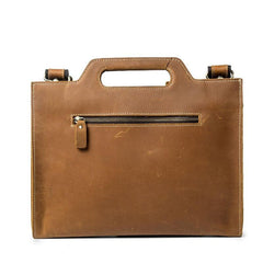 Brown Leather Men's Simple Professional Briefcase 13‘’ Laptop Handbag Business Bag For Men - imessengerbags