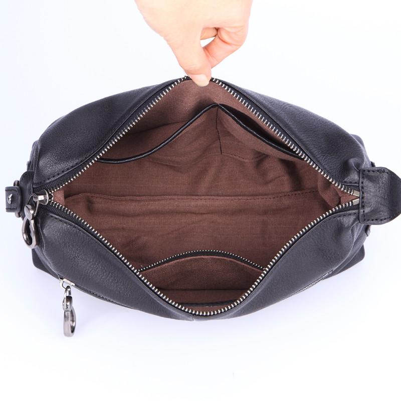 Cool Brown Black Leather Men's Clutch Bag Clutch Purse Business Handbag for Men Black
