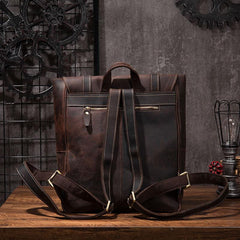 Vintage Mens Leather School Backpacks Laptop Backpack Travel Leather Backpack for Men - imessengerbags