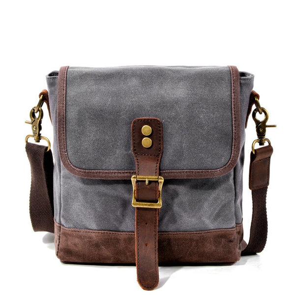 waxed canvas and leather bag Cool Canvas Leather Mens Small Green Messenger Bag Vertical Side Bag Shoulder Bag For Men - imessengerbags