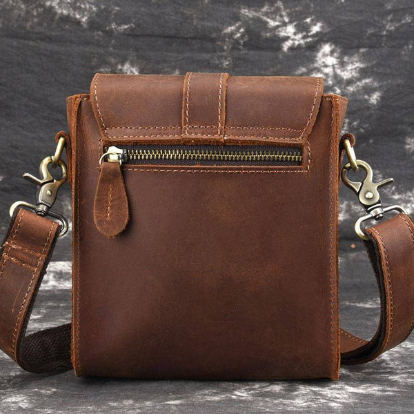 Cool Vintage Brown Leather Mens Tablet Messenger Bag Small Side Bag ...