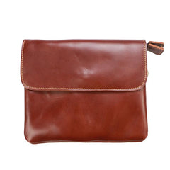 Black Leather Mens Cool Small Courier Bags Messenger Bags Amber Brown Postman Bag For Men - imessengerbags