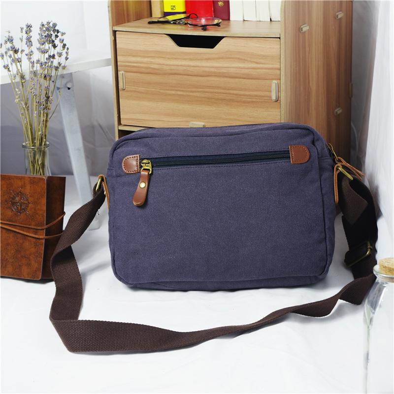 Small Purple Canvas Messenger Bag