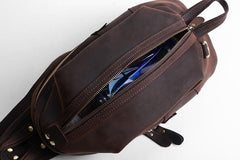 Genuine Leather Mens Cool Chest Bag Sling Bag Crossbody Bag Travel Bag Hiking Bag for men