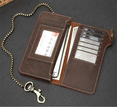 Cool Mens Leather Biker Chain Wallet Chain Wallet Long Biker Wallet for Men - imessengerbags