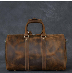 Retro Brown Leather Men's Business Overnight Bag Large Travel Bag Duffel Bag Weekender Bag For Men - imessengerbags