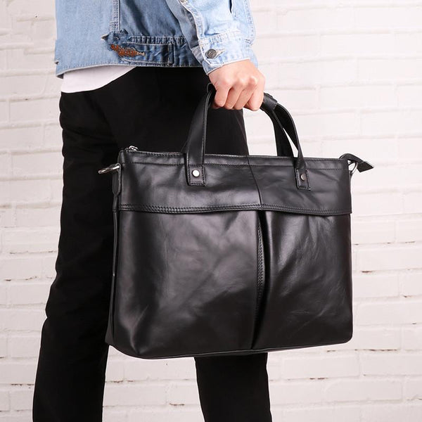 Vintage Fashion Leather Mens 13inch Briefcase Laptop Shoulder Bag Business Bag Handbag For Men - imessengerbags