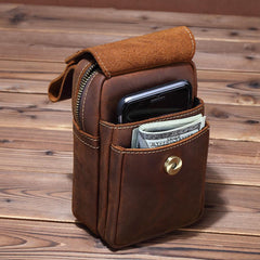 Brown Leather Cell Phone HOLSTER Mens Belt Pouches Waist Bags BELT BAG Sports Bag For Men - imessengerbags