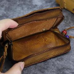 Vintage Leather Men's billfold Small Wallet Brown Key Wallet Card Wallet For Men - imessengerbags