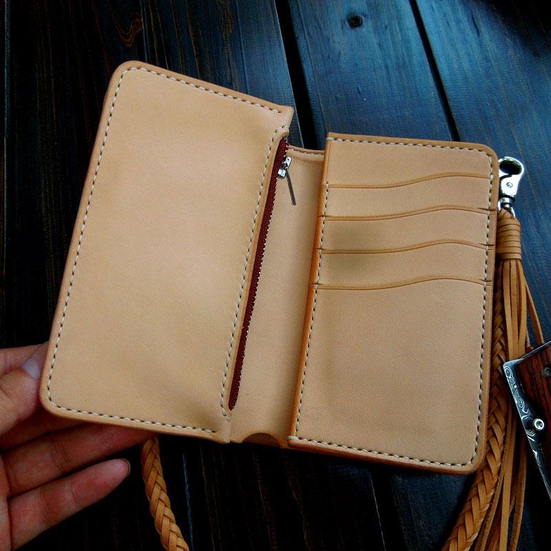 Handmade Leather Mid Wallet Biker Wallet Chain Wallet