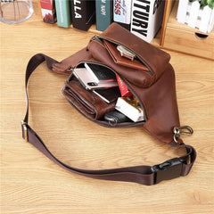 Best Leather Crossbody Fanny Pack Leather Bumbag Leather Hip Pack for Men