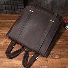 Vintage Mens Leather School Backpacks Laptop Backpack Travel Leather Backpack for Men - imessengerbags