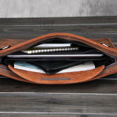 Vintage Small Leather Mens Messenger Bag Clutch Wristlet Shoulder Bag for Men - imessengerbags