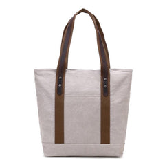 Casual Canvas Leather Womens Mens Large White Tote Bag Shoulder Bag Khaki Tote Purse For Women - imessengerbags