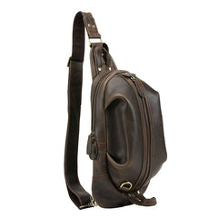 Genuine Leather Mens Cool Chest Bag Sling Bag Crossbody Bag Travel Bag Hiking Bag for men