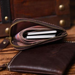 Handmade Leather Mens Cool Wallet Men Slim Wallets Front Pocket Wallet for Men - imessengerbags