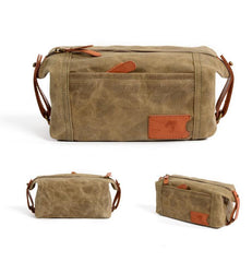 Cool Canvas Leather Mens Large Clutch Bag Handbag Storage Bag Wash Bag For Men - imessengerbags