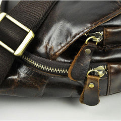 Vintage Leather Mens Sling Bag One Shoulder Backpack Chest Bag Sling Backpack for men - imessengerbags