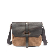 Waxed Canvas Leather Gray Mens Small Side Bag Green Shoulder Bag Messenger Bag For Men - imessengerbags