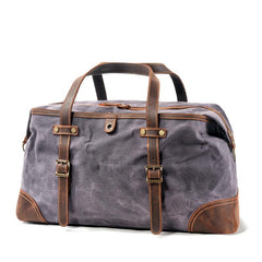 Casual Waxed Canvas Leather Mens Large Travel Green Weekender Bag Black Duffle Bag for Men - imessengerbags