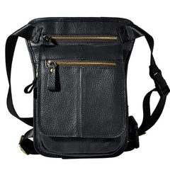 Cool Biker Mens Leather Drop Leg Bag Belt Pouch Waist Bag Side Bag Shoulder Bag for Men - imessengerbags