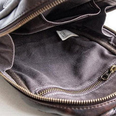 Genuine Leather Mens Cool Chest Bag Sling Bag Crossbody Bag Travel Bag Hiking Bag for men